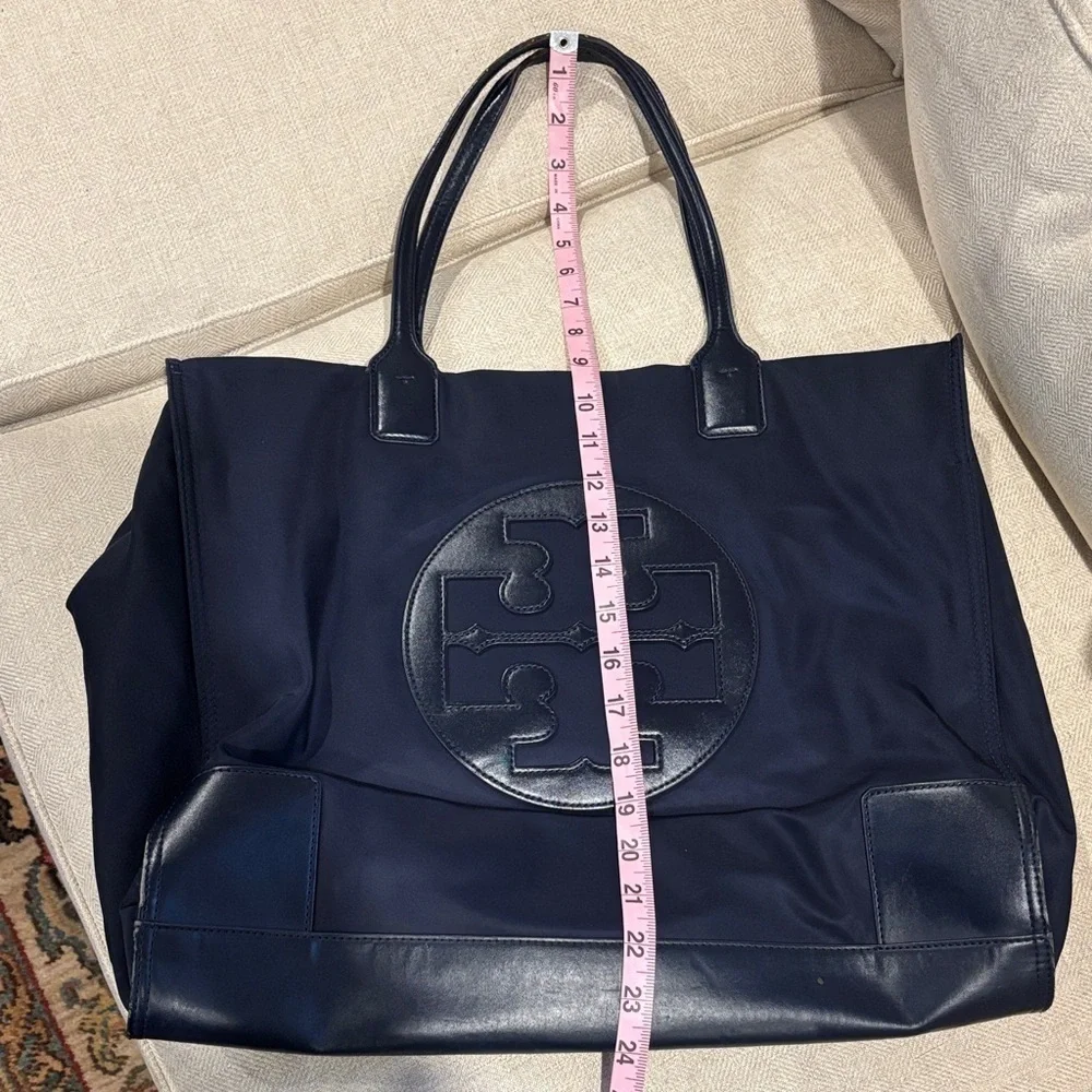 Tory Burch Navy Tote Bag with Logo
